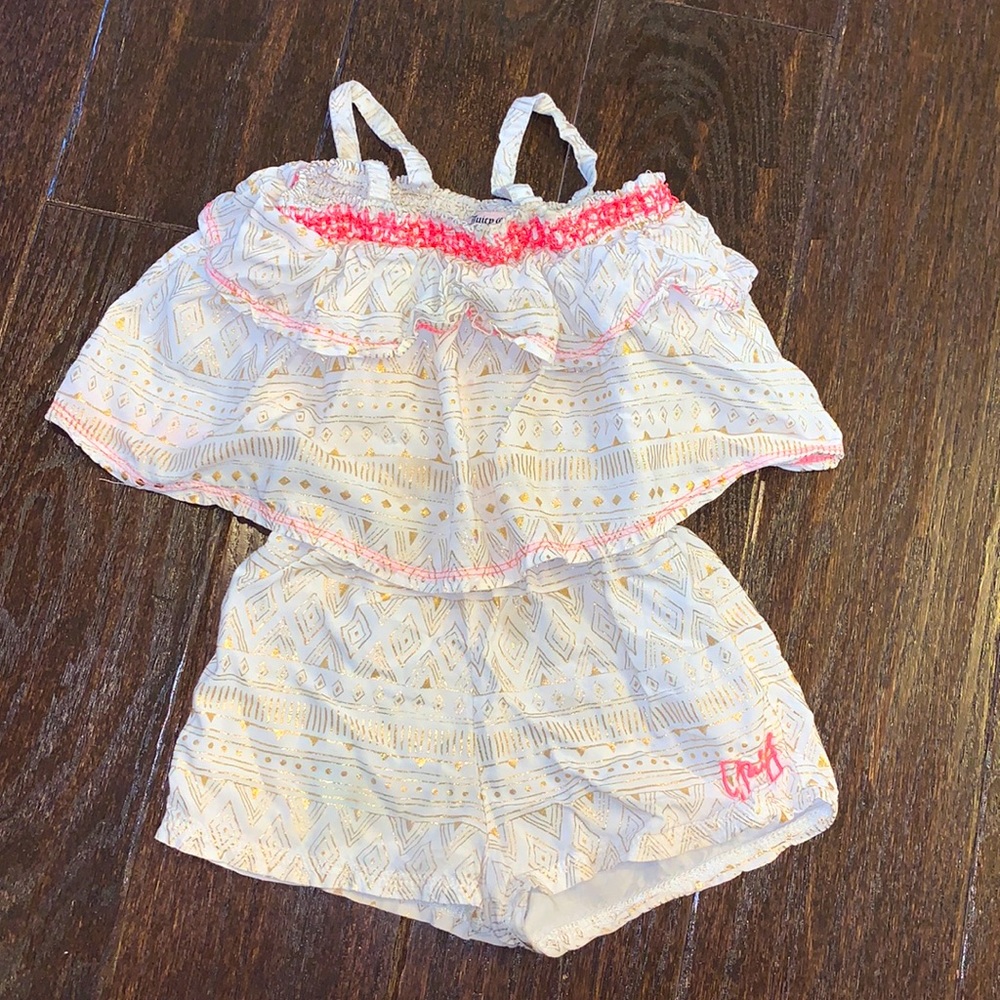 Juicy couture cream, gold & coral romper